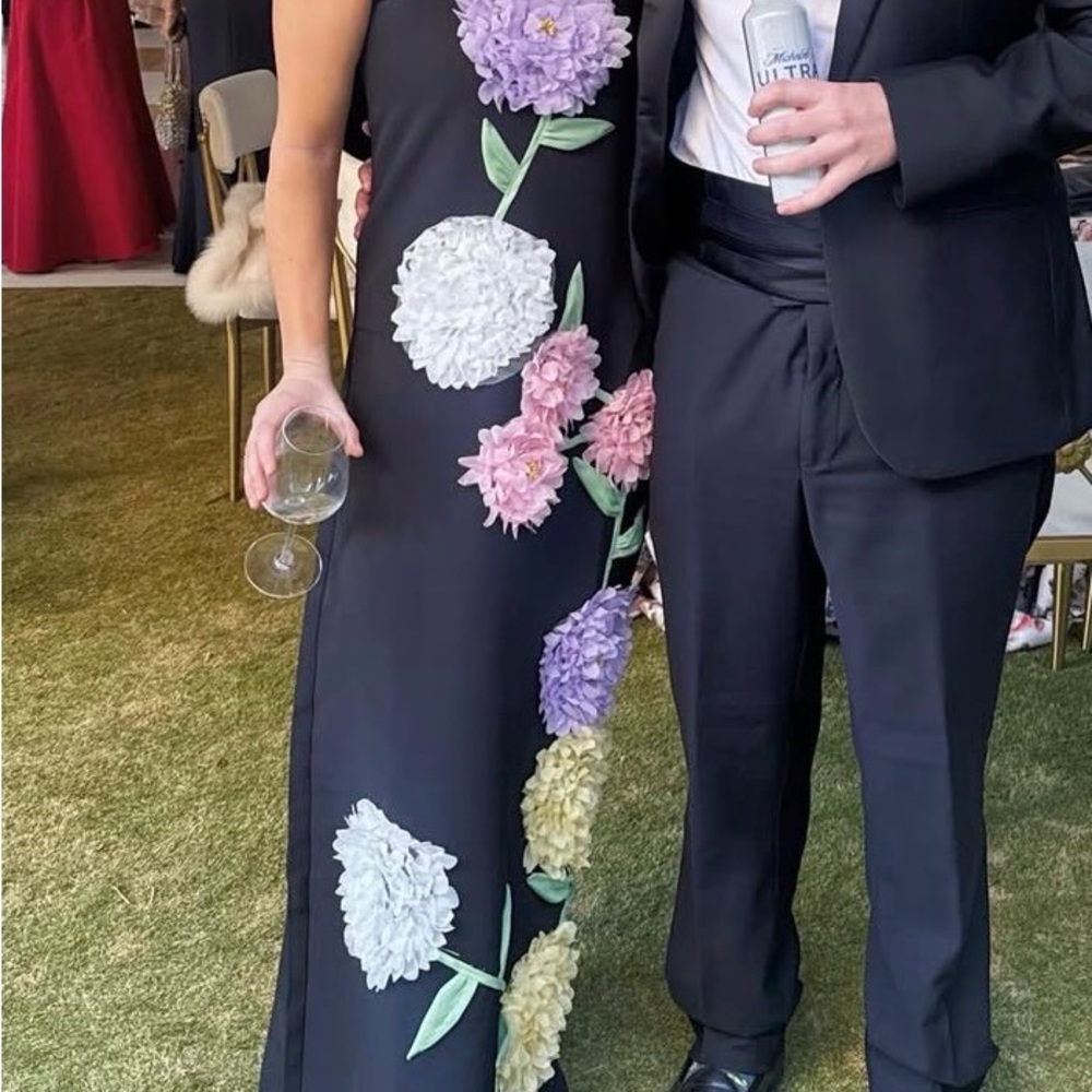 Floral Embellished Black Gown